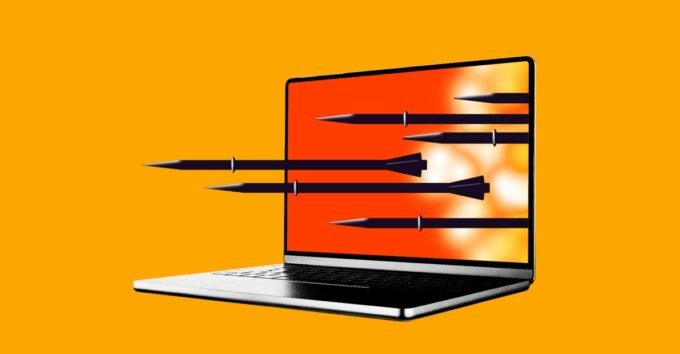 Illustration depicting artificial intelligence and military collaboration, with elements suggesting data collection or surveillance.