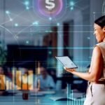 An illustration of a solopreneur leveraging various AI tools to manage and grow their business efficiently.