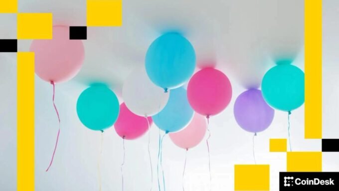 A digital representation of Bitcoin and other cryptocurrencies on a volatile market chart, with geopolitical symbols in the background.