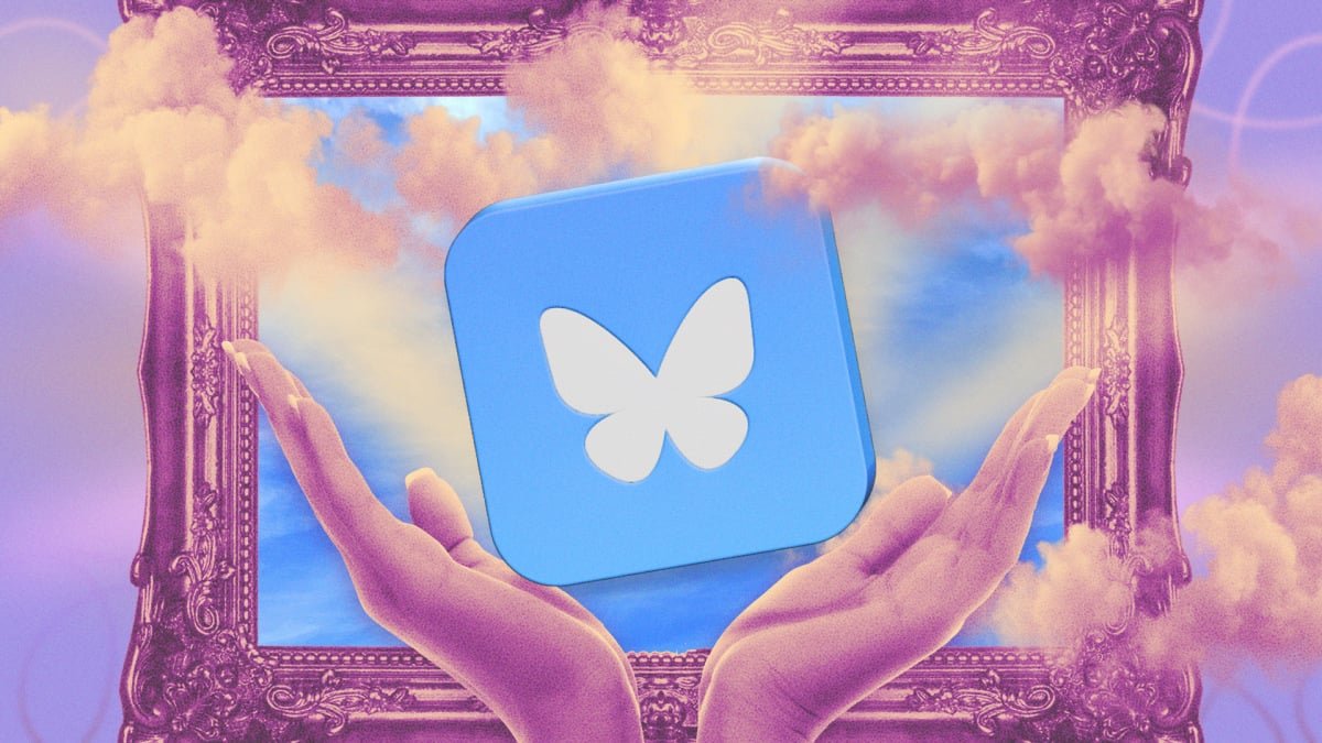 A stylized image representing Bluesky's interface with customization options highlighted