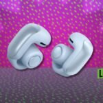 Bose Ultra Open Earbuds in their charging case, showcasing their unique open-ear design and sleek aesthetic.