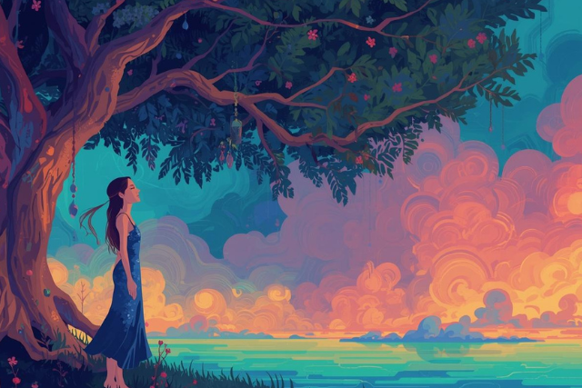 A solitary figure standing on a path, looking towards a bright horizon, symbolizing resilience and self-discovery after childhood abandonment.