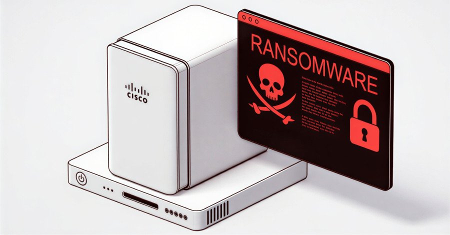 Illustration of Interlock ransomware exploiting Cisco Firewall Management Center zero-day vulnerability