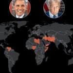 خريطة توضح الدول التي استهدفتها الولايات المتحدة بعمليات عسكرية منذ عام 2001.