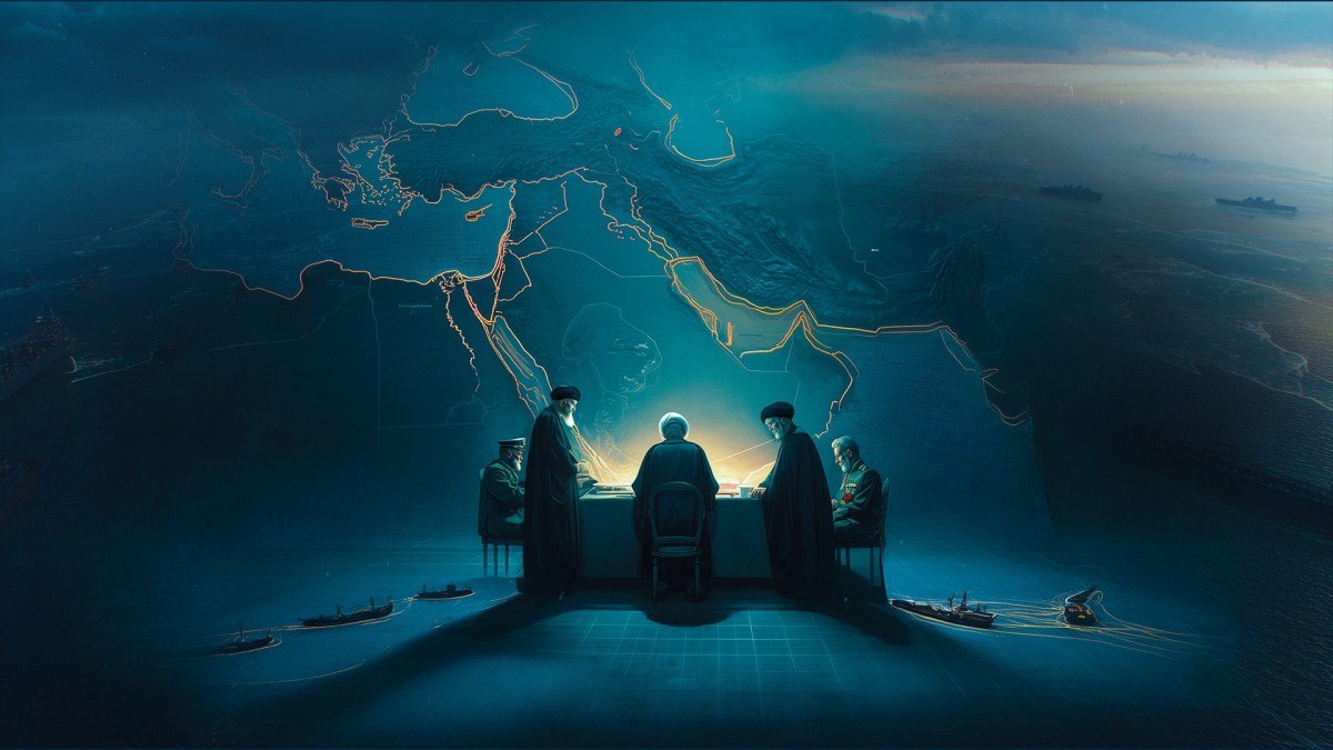 الشرق الأوسط على مفترق طرق: تحليل معمق للصراع الإيراني الإسرائيلي الأمريكي 3 خريطة الشرق الأوسط تظهر مناطق النزاع الرئيسية مثل مضيق هرمز والعراق ولبنان، مع إبراز الأطراف المتصارعة.