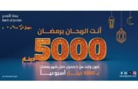 صورة توضيحية لحملة بنك الأردن الرمضانية مع شعار 'أنت الربحان برمضان' وجائزة 5 آلاف دينار.