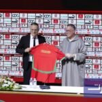 محمد وهبي خلال تقديمه مدربًا جديدًا للمنتخب المغربي لكرة القدم في مركز محمد السادس.