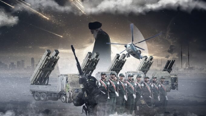 صورة تظهر رموزًا إيرانية أو خريطة للمنطقة تعكس التوترات الجيوسياسية.