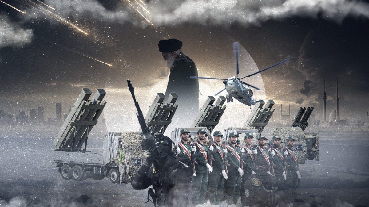 صورة تظهر رموزًا إيرانية أو خريطة للمنطقة تعكس التوترات الجيوسياسية.