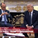 Donald Trump menaçant de couper les relations commerciales avec l'Espagne lors d'une conférence de presse à la Maison-Blanche.