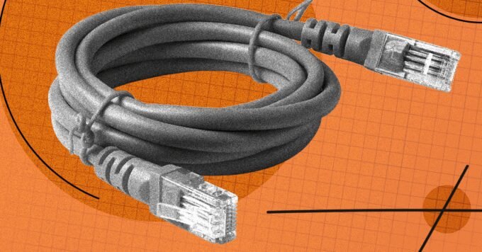 Unlock Your Home Network's Full Potential: The Ultimate Guide to Tidy Ethernet Cable Runs 9 Neatly organized Ethernet cables connecting to a network switch, illustrating effective cable management.
