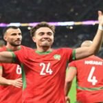 Neil El Aynaoui célébrant son but égalisateur pour le Maroc contre l'Équateur