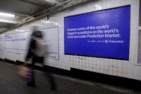 Financial data screen related to Polymarket, illustrating bets on geopolitical events.