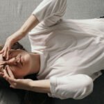 Illustration of the gut-brain connection, possibly showing bacteria influencing brain activity or a person feeling motivated to exercise.