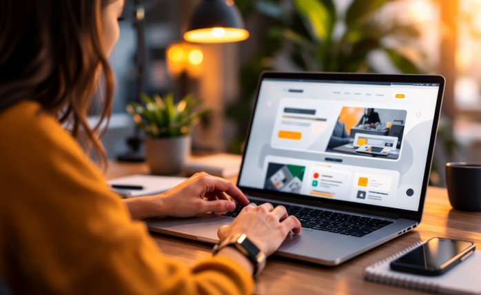 A modern, clean landing page design with a clear call to action and illustrative graphics, symbolizing high conversion.