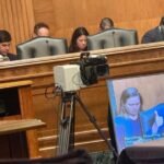 Senator Elizabeth Warren speaking, representing Democrats' push for ethics in prediction markets.