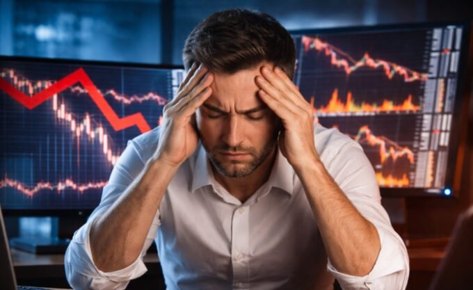 An investor thoughtfully analyzing financial charts, emphasizing strategic decision-making over market timing.