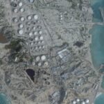 Satellite image showing an oil terminal on Iran's Kharg Island, a critical hub for the nation's crude exports.