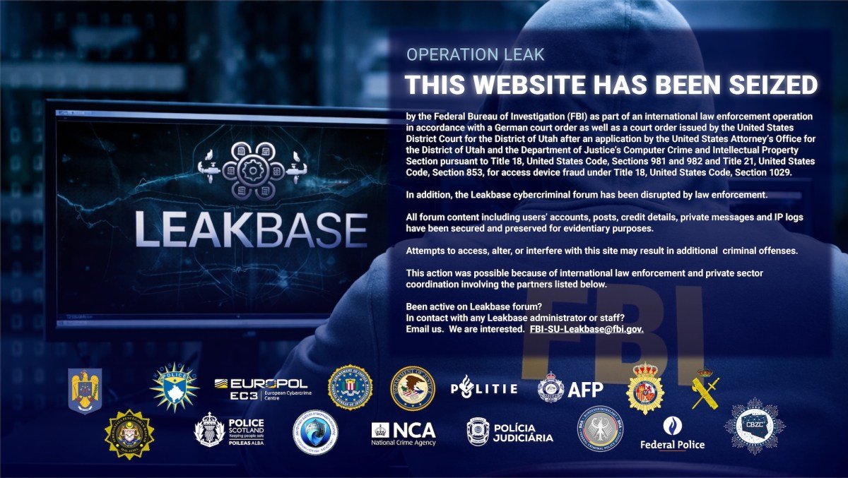 FBI and Europol collaborate on a cybercrime investigation, leading to the shutdown of the LeakBase forum.