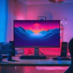 Écran PC Lenovo Legion 27-10 affichant une image de jeu vidéo dynamique