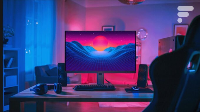 Écran PC Lenovo Legion 27-10 affichant une image de jeu vidéo dynamique