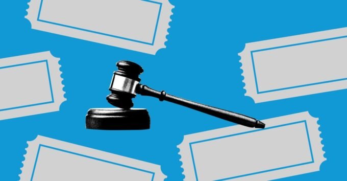 Image depicting a concert arena or a legal gavel, symbolizing the antitrust lawsuit against Live Nation-Ticketmaster.