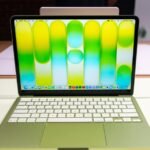 The colorful citrus model of Apple's MacBook Neo laptop