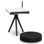 Matter and Form Three 3D Scanner with a Lego minifigure on its turntable, ready for scanning.