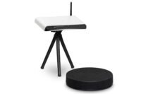 Matter and Form Three 3D Scanner with a Lego minifigure on its turntable, ready for scanning.