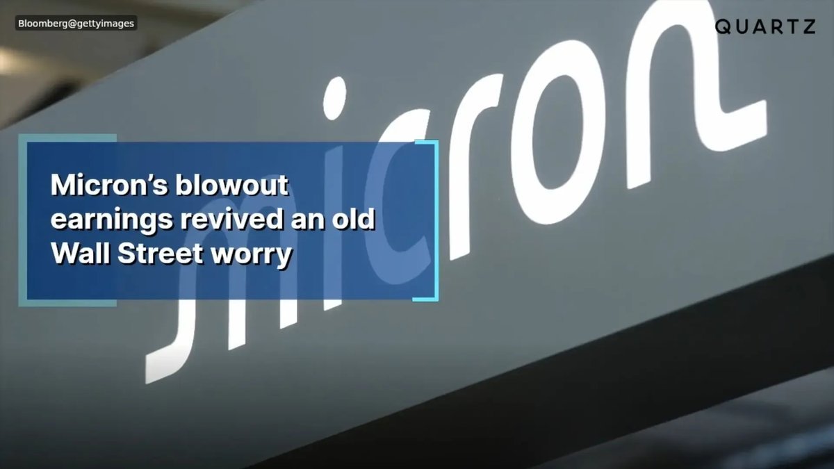 Micron Technology logo displayed on a computer chip, symbolizing the semiconductor industry and financial market concerns.