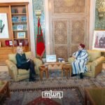 Finnish Foreign Minister Elina Valtonen and Moroccan Foreign Minister Nasser Bourita shaking hands during their meeting in Rabat.