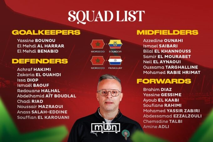 Morocco national football team coach Mohamed Ouahbi announcing his squad