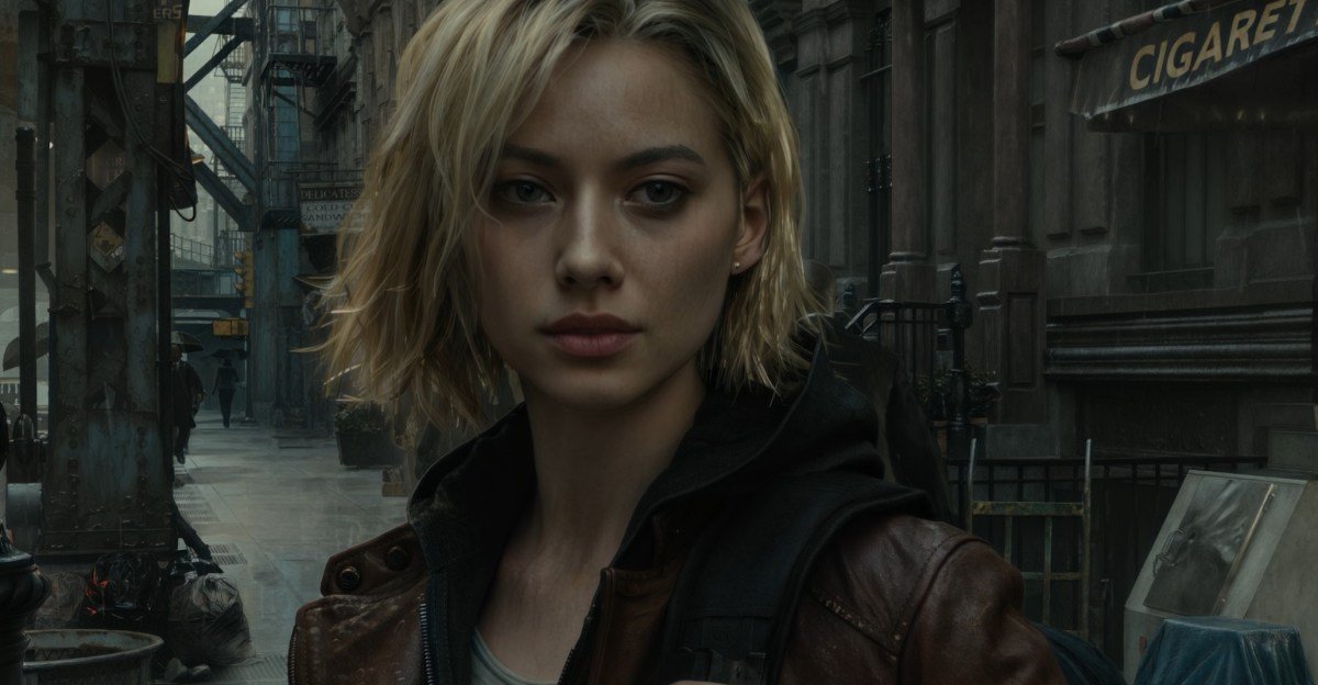 Comparison image showing a video game character before and after Nvidia DLSS 5 generative AI enhancement, highlighting visual changes.