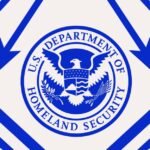 Exterior view of the Department of Homeland Security building, representing US immigration policy