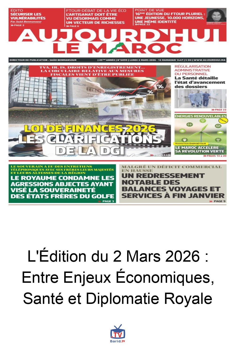 L'Édition du 2 Mars 2026 : Entre Enjeux Économiques, Santé et Diplomatie Royale 4 Pinterest Hidden