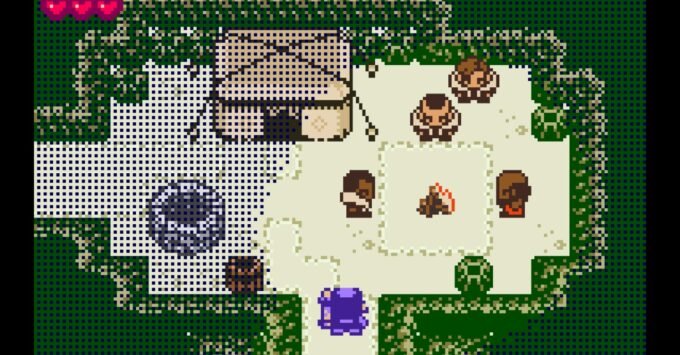 Gameplay screenshot of Ratcheteer DX, showing a character with a wrench in a pixelated, top-down environment.