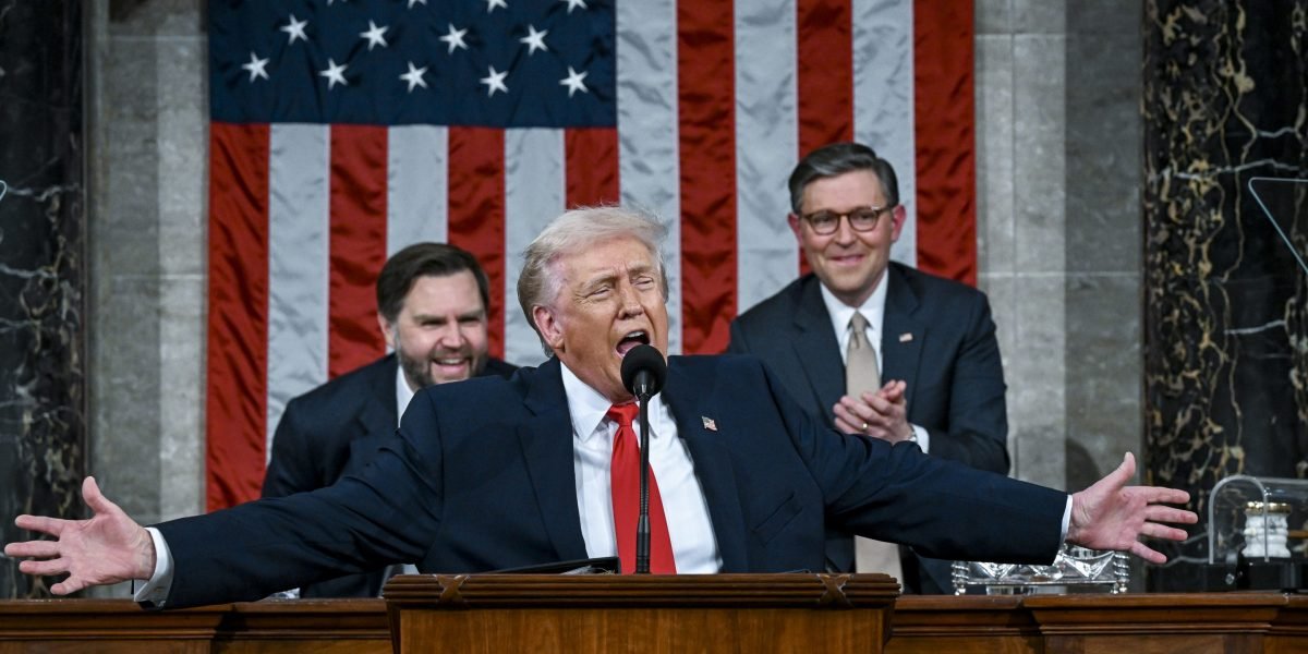 An illustration showing rising utility bills with power lines and data centers in the background.