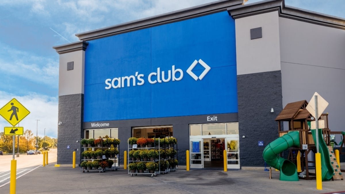 Sam's Club logo with shopping cart full of diverse products, symbolizing bulk savings and convenience for spring refresh.
