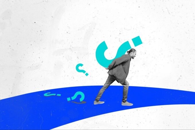 A leader confidently stepping across a chasm, representing the leap of faith in strategic decision-making.