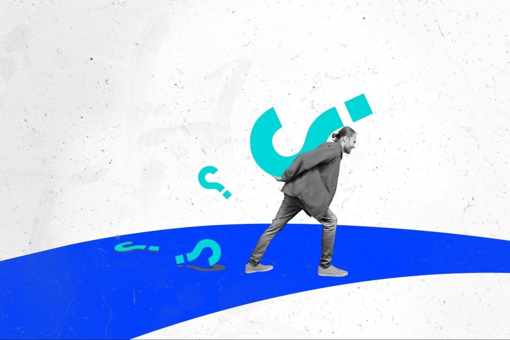 A leader confidently stepping across a chasm, representing the leap of faith in strategic decision-making.