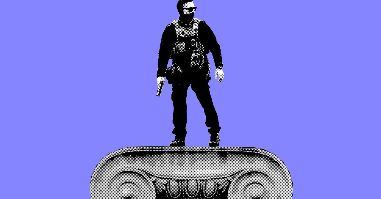 Illustrative image of various federal agency logos intertwined with immigration enforcement symbols, depicting the broad reach of Trump's immigration policies.