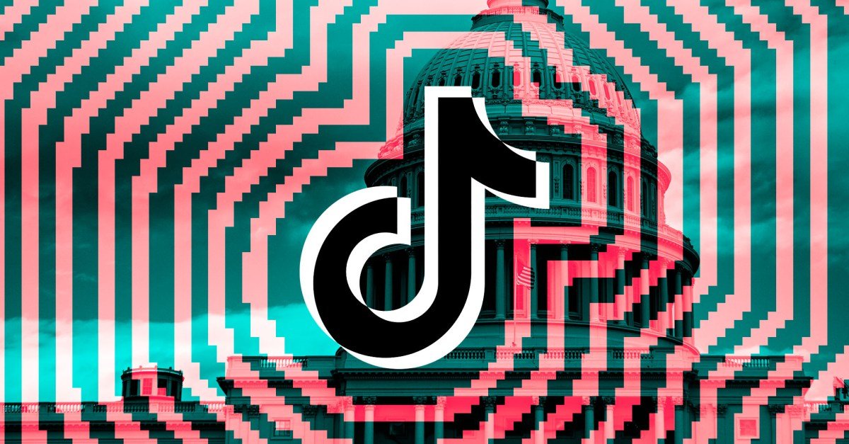 Illustration depicting the TikTok logo alongside the US Treasury building, symbolizing the alleged $10 billion transaction fee.