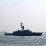 An Iranian warship, the IRIS Dena, off the coast of Sri Lanka, before its sinking by a US submarine.