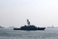 An Iranian warship, the IRIS Dena, off the coast of Sri Lanka, before its sinking by a US submarine.