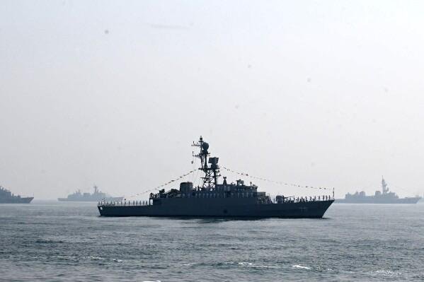 An Iranian warship, the IRIS Dena, off the coast of Sri Lanka, before its sinking by a US submarine.