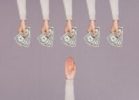 Illustration of AI agents engaging in a digital marketplace transaction, symbolizing autonomous commerce.