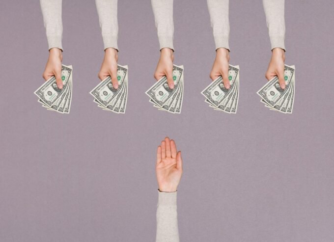 Illustration of AI agents engaging in a digital marketplace transaction, symbolizing autonomous commerce.