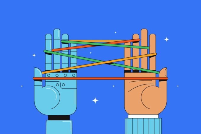 Beyond Manual: How AI Empowers Startups to Outpace Competitors and Scale Smarter 9 A founder using AI tools to manage and scale their startup, with data dashboards and a clear workflow.