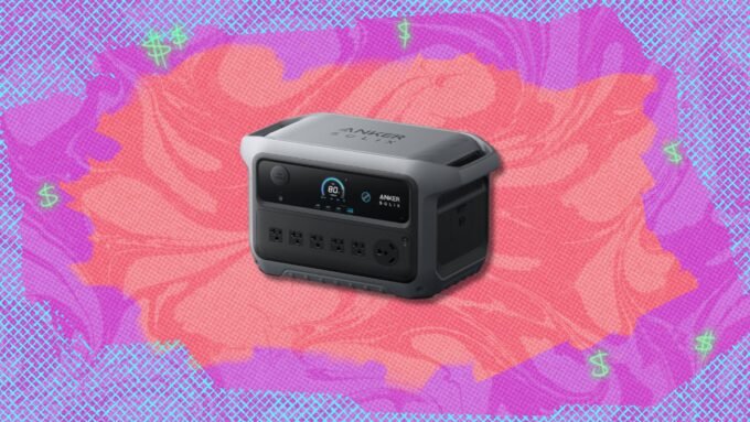 Anker Solix C2000 portable power station with its display showing charge level, ready for use.