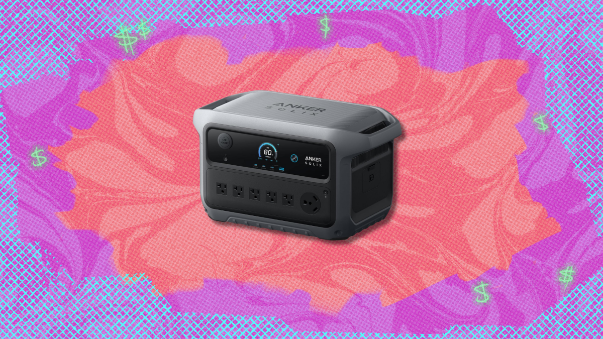 Anker Solix C2000 portable power station with its display showing charge level, ready for use.